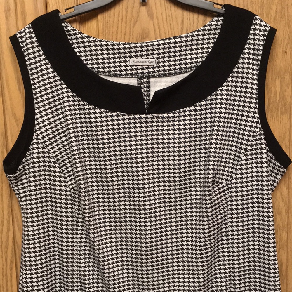 Elegant Lady Sleeveless Houndstooth Pattern Dress